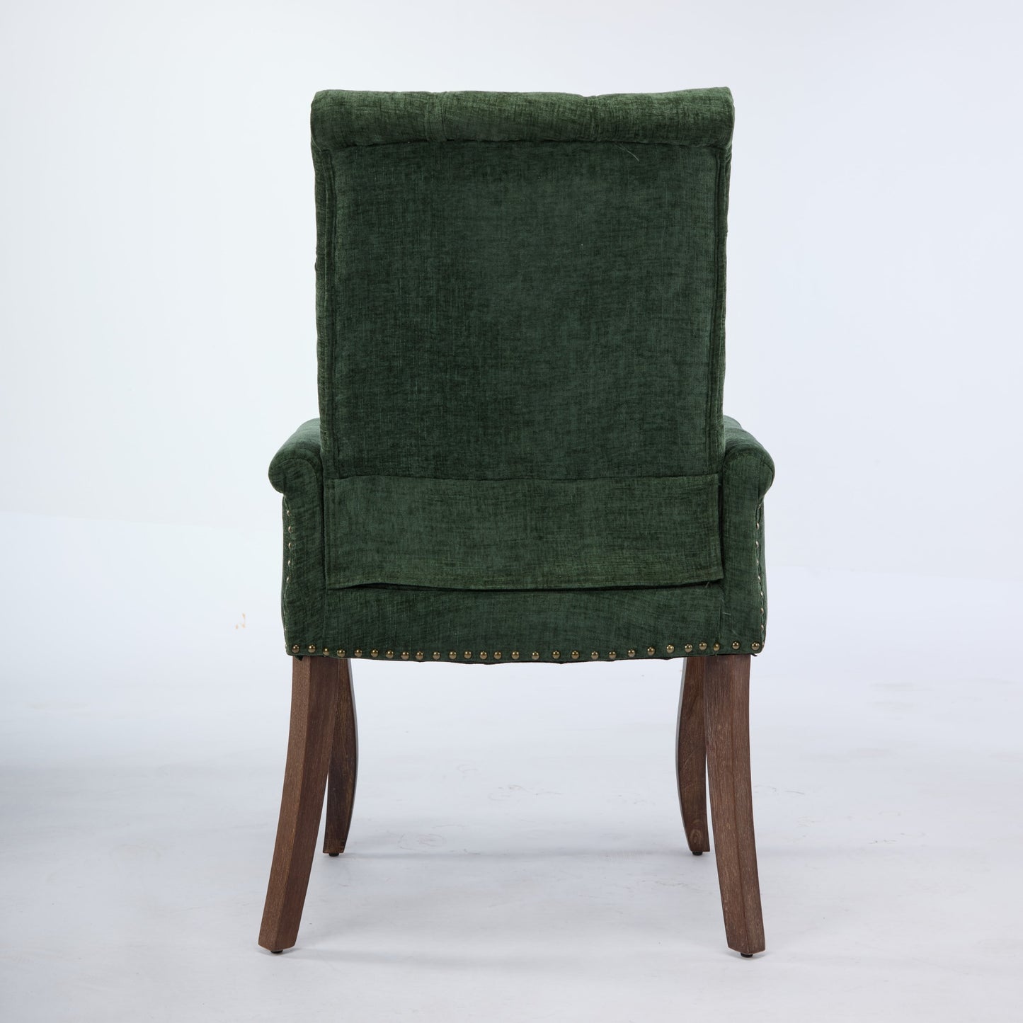 Upholstered Chenille Fabric Accent Dining Chair, Curved Solid Wood Legs, Elegant Tufted Club Dining Room Kitchen Room Arm Dining Chair, Single Pack,Olive Green,SW1895OL image 6