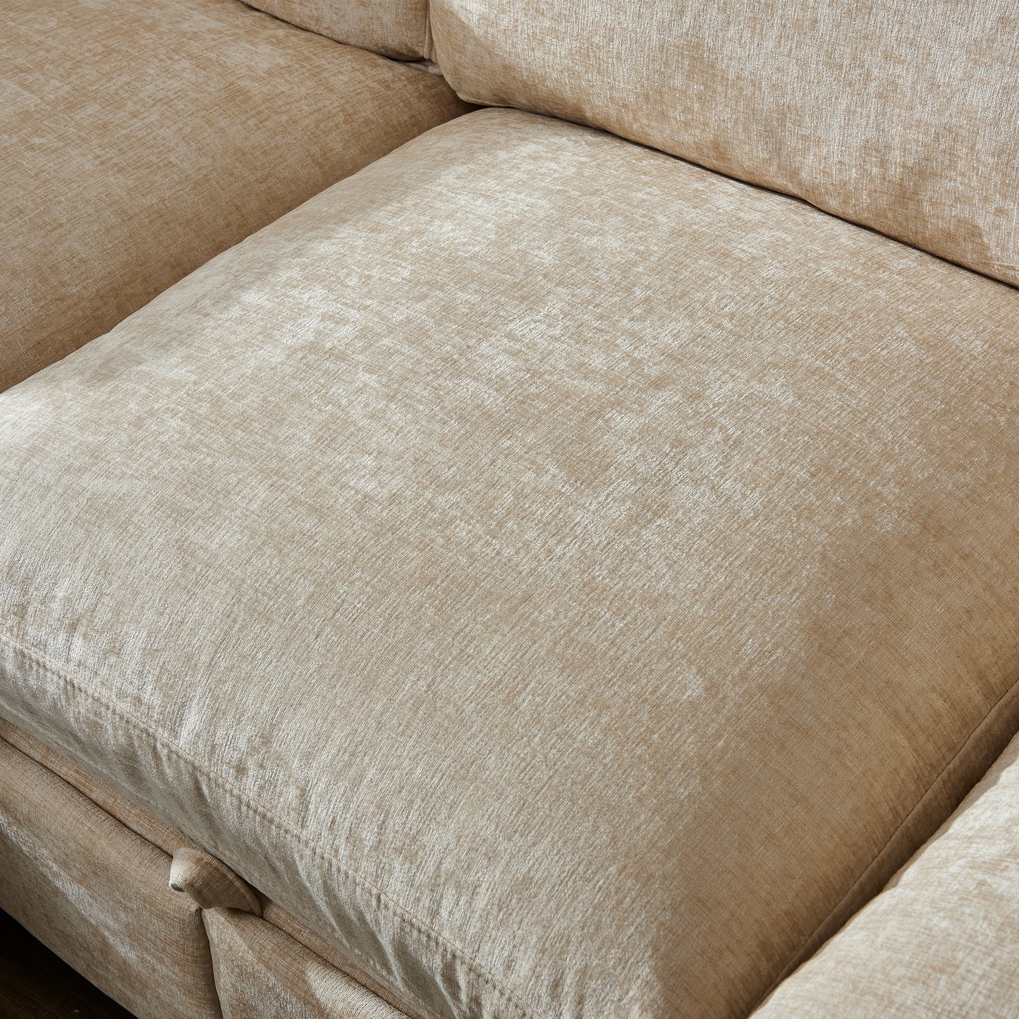 96.5" Sectional Couch for Living room, Upholstered Soft Chenille Fabric Sofa, 3-Seater with One Ottoman L Shape Sofa Light Coffee image 8
