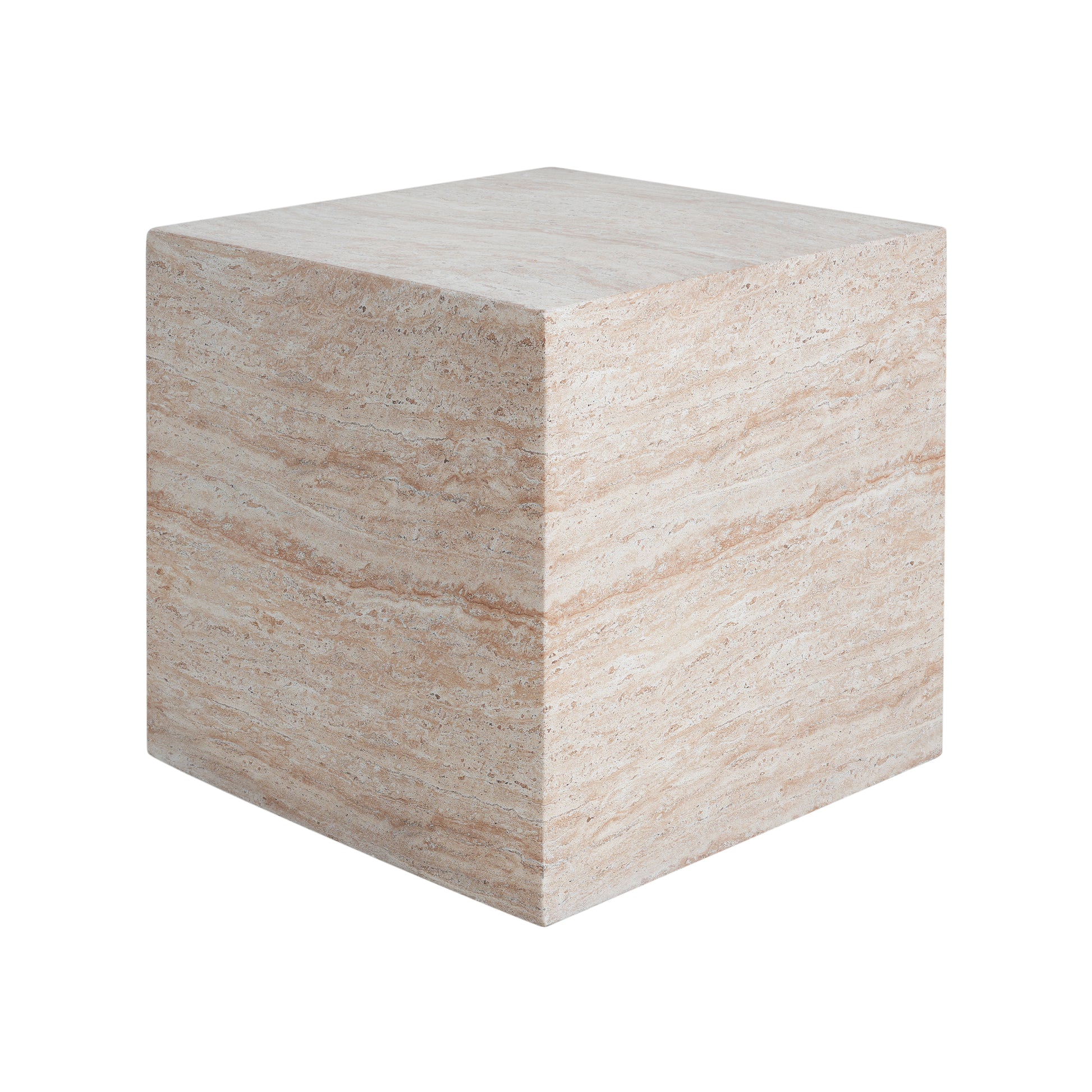 Outdoor/Indoor Square Travertine Lightweight Concrete Side Table image 3