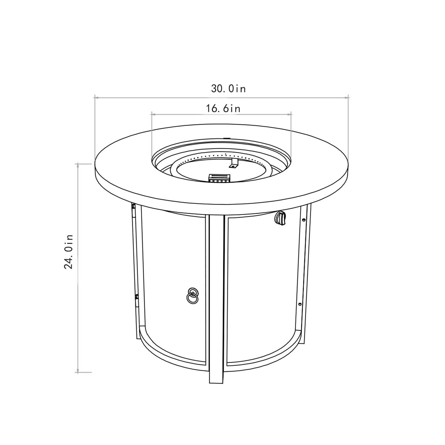 30" Propane Gas Fire Pit Table, 50000 BTU Round Steel Fire Pit for Outside Patio Deck Garden Courtyard-Black image 11
