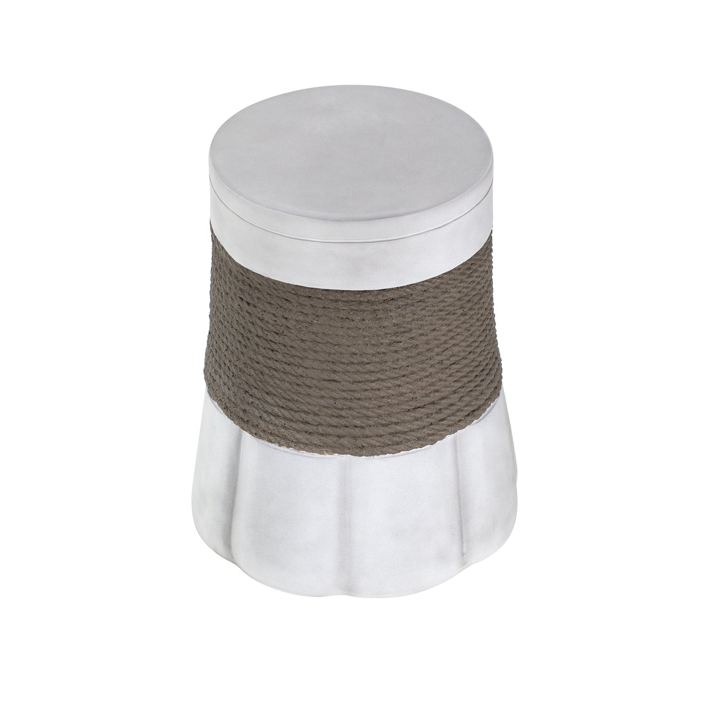 Outdoor Light Gray & Brown Retro Woven Rope & Fan-Base MGO Side Table – End Table for Home, Office, Living Room & Outdoor image 12