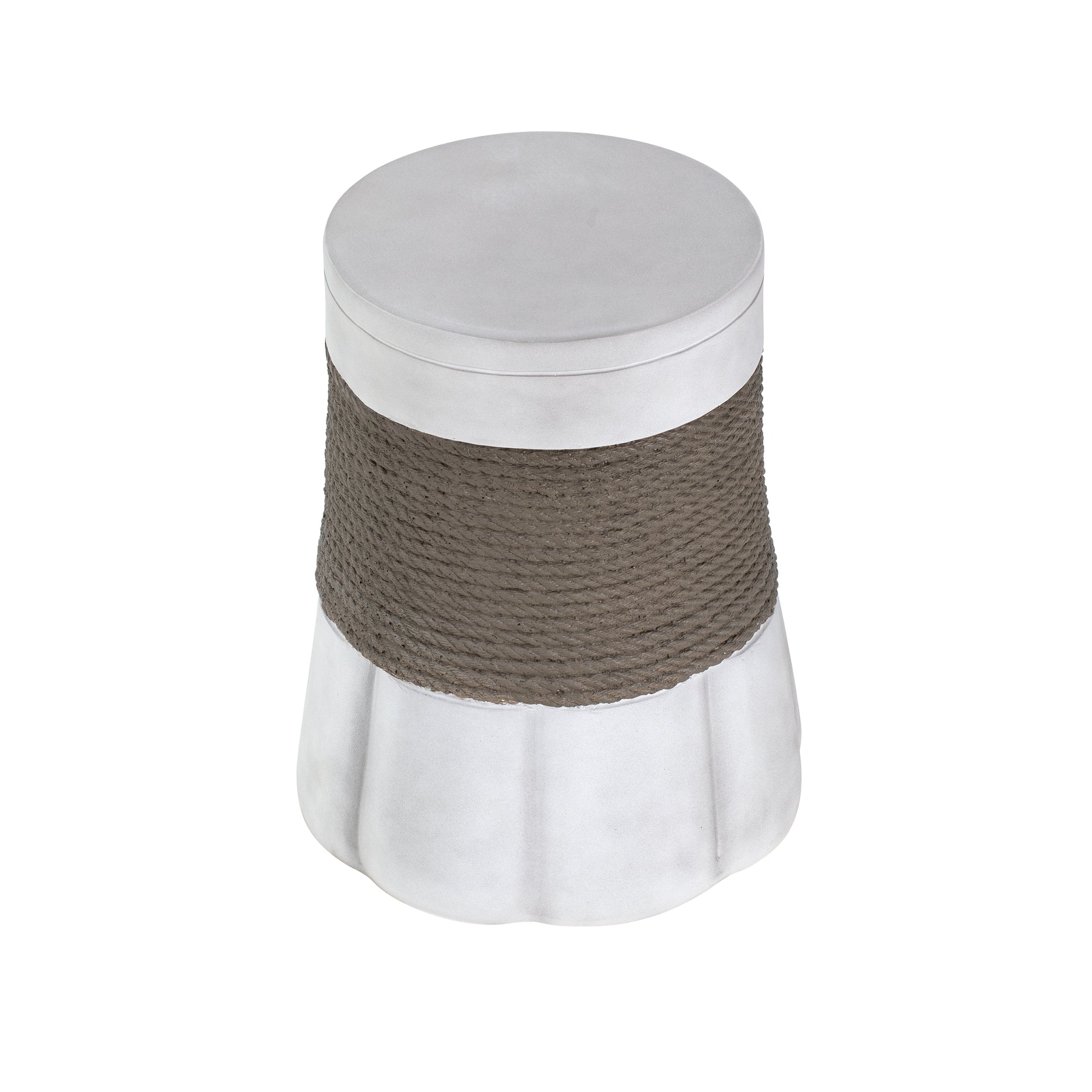 Outdoor Light Gray & Brown Retro Woven Rope & Fan-Base MGO Side Table – End Table for Home, Office, Living Room & Outdoor image 12