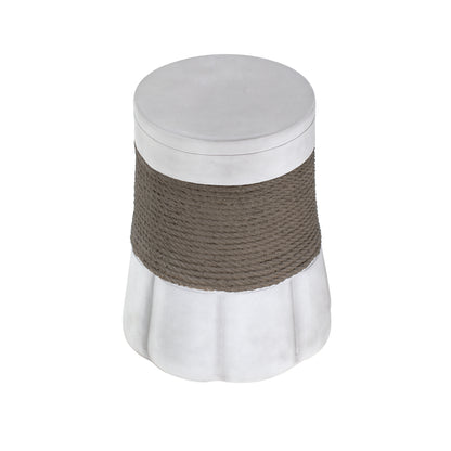 Outdoor Light Gray & Brown Retro Woven Rope & Fan-Base MGO Side Table – End Table for Home, Office, Living Room & Outdoor image 12