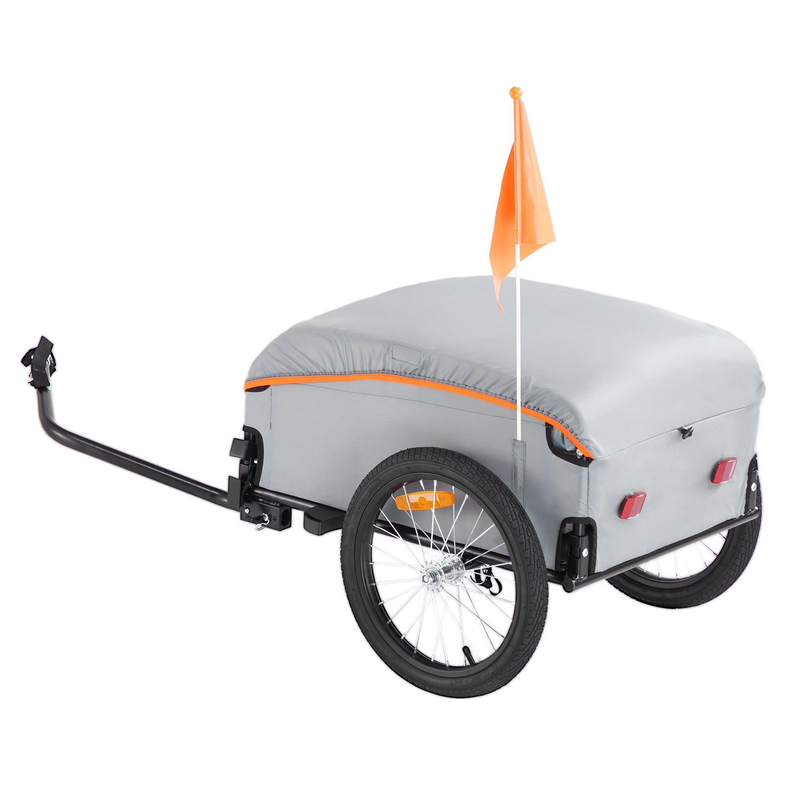 Bike Cargo Trailer, 100 lbs Load Capacity, Heavy-Duty Bicycle Wagon Cart, Foldable Compact Storage with Universal Hitch, Waterproof Cover, 16" Wheels, Safe Reflectors, Fits 22"-28" Bike Wheels image 7