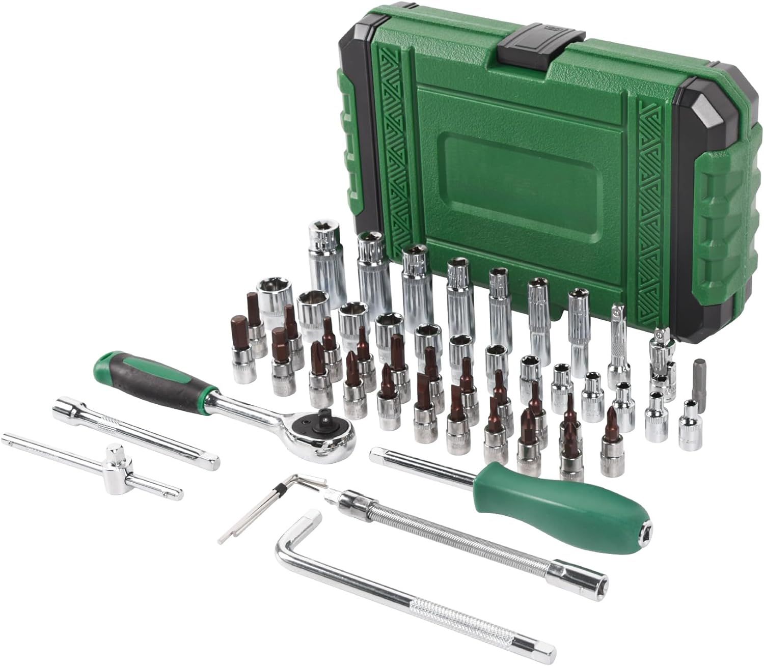 54pcs 1/4" Socket and Drive Tool Set Mechanics Tools Kit Sockets Set Metric Drive Socket Set, Drive Sizes with Plastic T image 1