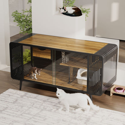 55.12 "Spacious Cat House with Tempered Glass, for Living Room, Hallway, Study and Other Spaces image 3