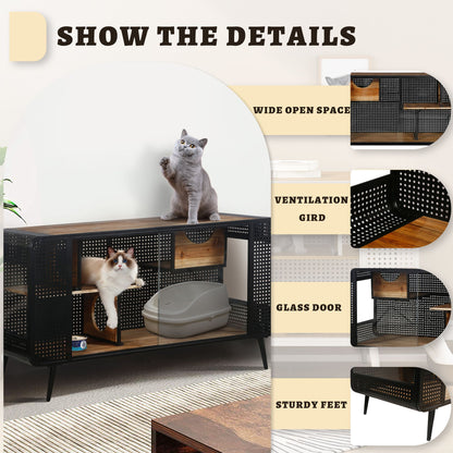 55.12 "Spacious Cat House with Tempered Glass, for Living Room, Hallway, Study and Other Spaces image 4
