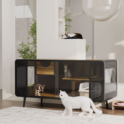 55.12 "Spacious Cat House with Tempered Glass, for Living Room, Hallway, Study and Other Spaces image 2