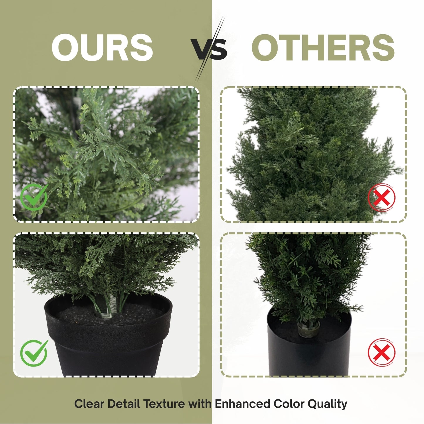 5FT Artificial Cypress Tree in Black Plastic Pot UV Resistant, Realistic Indoor Outdoor Fake Topiary Plant, Garden or Entryway Decoration, 1pc/set image 5