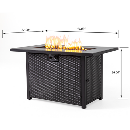44 Inch 50000 BTU Propane Fire Pit Table, 2-in-1 Rectangular Fire Pit Outdoor Patio Heater Table with Glass Wind Guard for Backyard Garden Gathering image 10