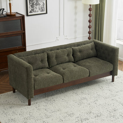 78" Upholstered Sofa Modern 3-seater Sofa Couch with Tufted Design for Living Room,Dark Green image 1