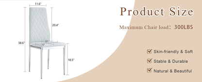 Modern Style Dining Chairs Set of 6 in Light Gray, Essential for Minimalist Homes.Meeting Family Dining Needs,PU Material Seat,Silver Metal Legs,Blending into Various Home Environments.W1151107277 image 6