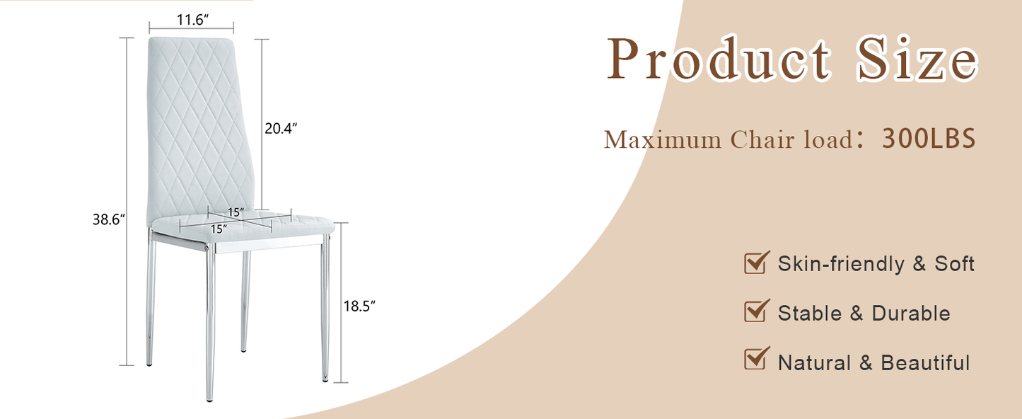 Modern Style Dining Chairs Set of 4 in Light Gray, Essential for Minimalist Homes.Meeting Family Dining Needs,PU Material Seat,Silver Metal Legs,Blending into Various Home Environments.W1151107274 image 8