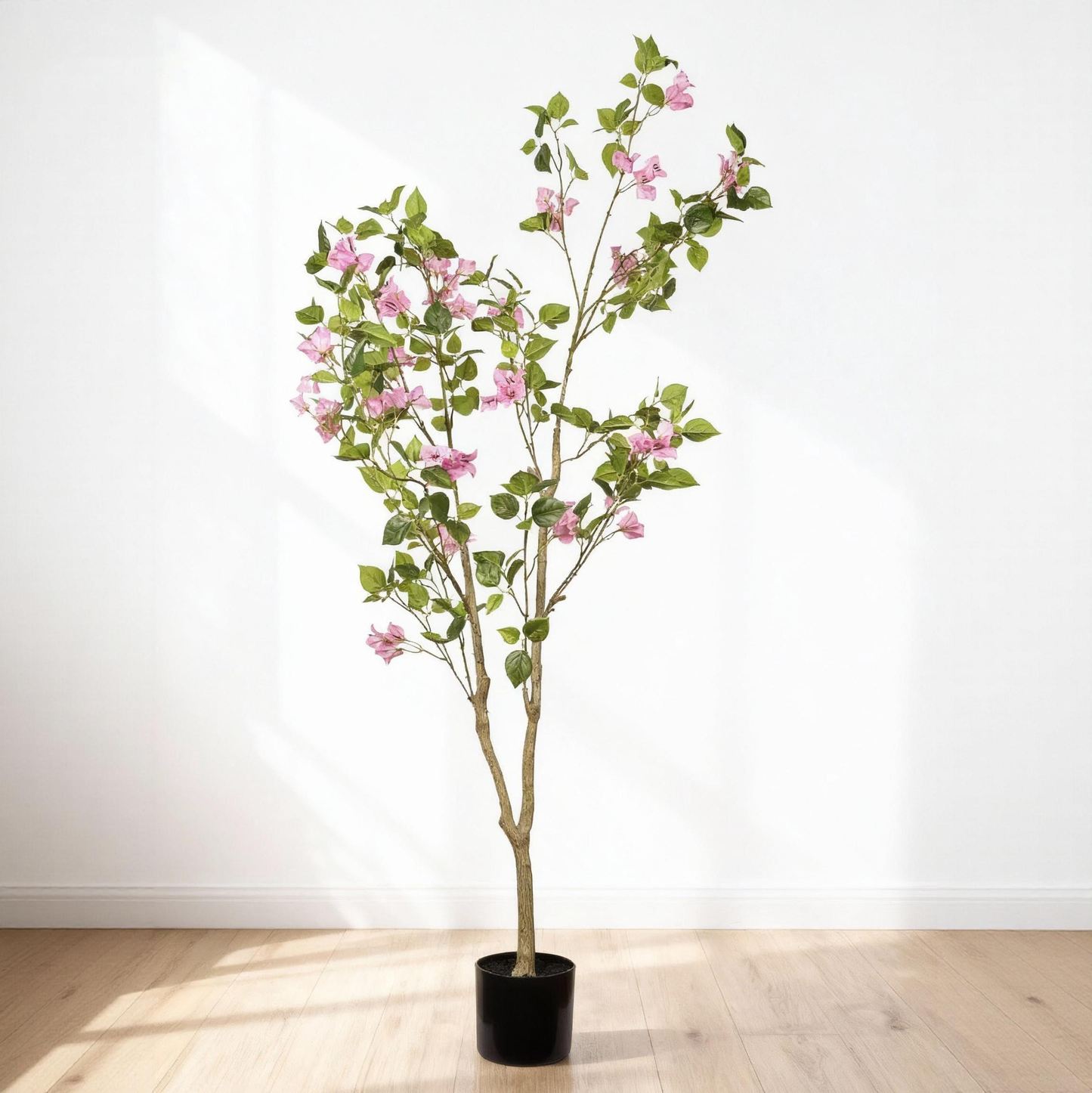 5FT Artificial Bougainvillea Tree with Black Plastic Pot, Realistic Fake Flowering Tree for Indoor Home Office Decor, Potted Faux Plant, 1pc/set image 3