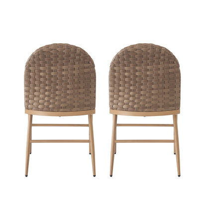 Farmhouse Dining Chairs Set of 2, Upholstered Kitchen Chairs Armless Iron Side Chair with rattan Backrest for Dining Room,Restaurant,Brown image 7