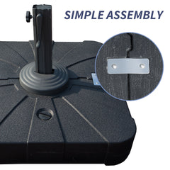 Patio Umbrella Base with Wheels, Water & Sand Filled Weighted Base for Most Cantilever Offset Umbrella, 260LBS, Square (Black),34'' X 34''