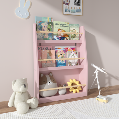 3 Tier Kids Book Shelf,Kids Book Rack, Helps Keep Bedrooms, Playrooms, and Classrooms Organized,Pink image 1