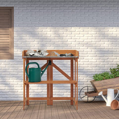 Folding Potting Bench - Solid Wood Garden Workbench for Horticulture