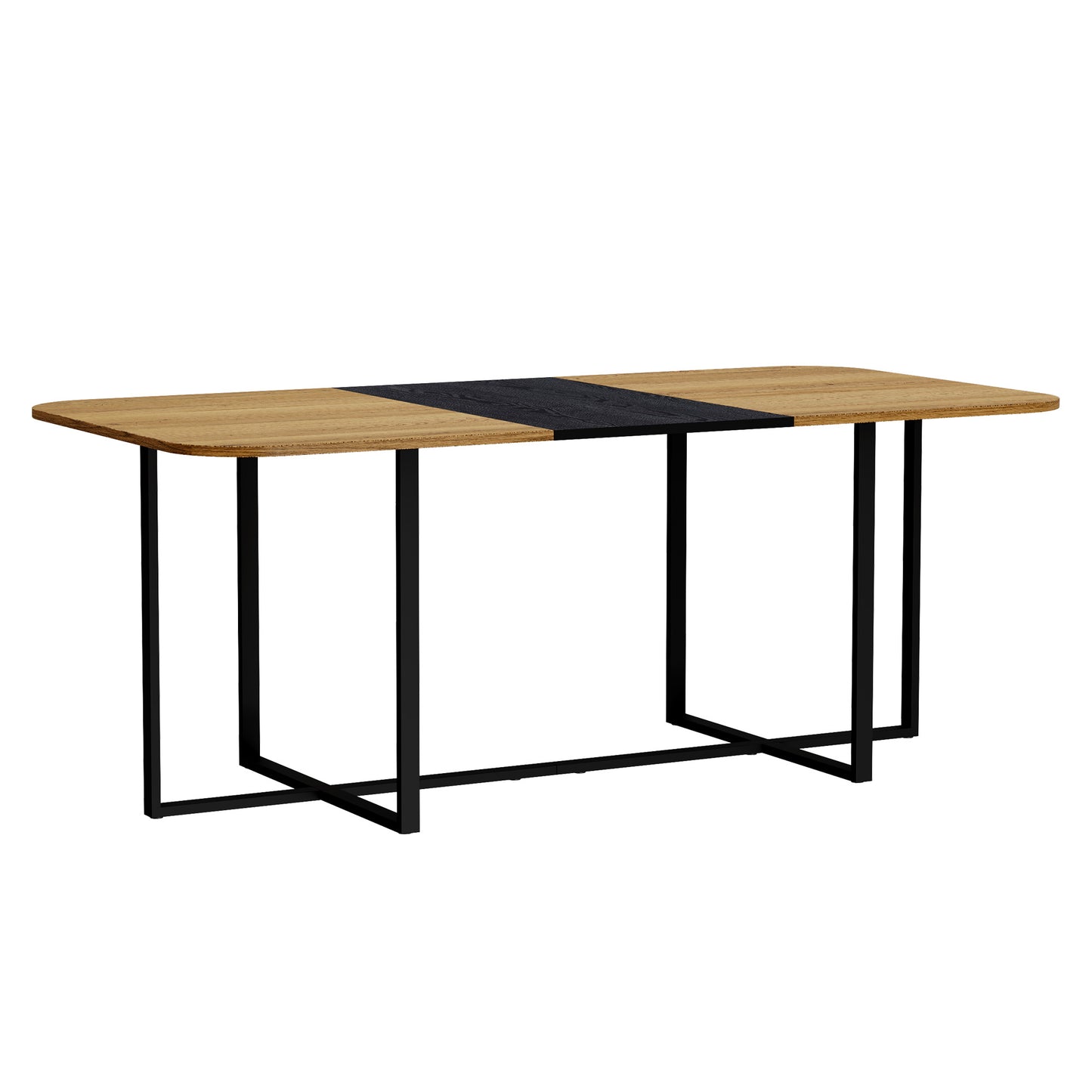 9-Piece Square Dining Table Set, Fixed Two-Tone Wood Grain & Black Wood Grain Triamine Tabletop with 8 Gray PU Leather Chairs, Modern Kitchen Table Set for 8 People, Ideal for Family Gatherings image 12