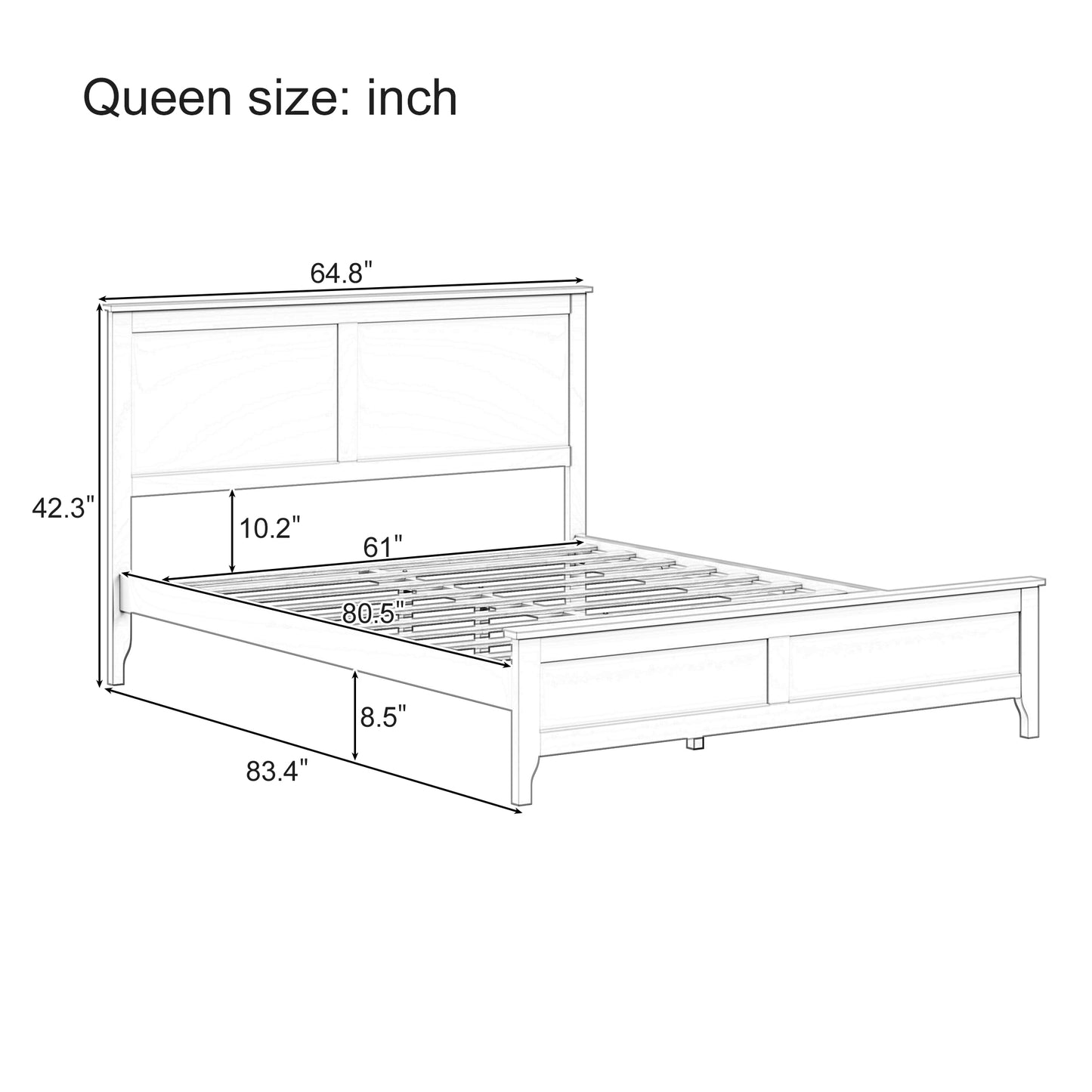 Modern Solid Wood Queen Size Platform Bed with Sturdy Wooden Slats Support,No Box Spring Needed, Seadrift(Old SKU:N701P301000N) image 3
