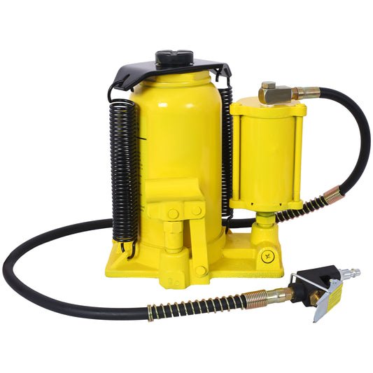 Air Hydraulic Bottle Jack, 20 Ton/44029 LBS All Welded Bottle Jack, 10.2-19.7 inch Lifting Range, Manual Handle and Air Pump, for Car, Pickup, Truck, RV, Auto Repair, Industrial Engineering,Yellow image 1