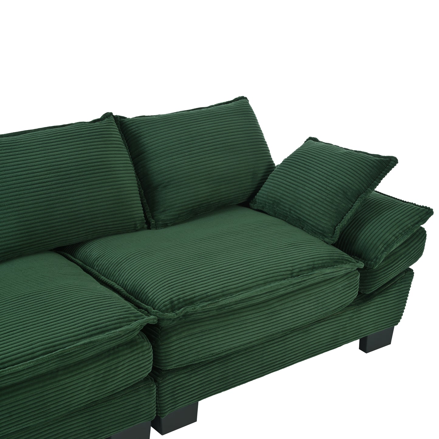 U-Style 85.4" Modern Curved Sofa, Back Upholstered Couch with 2 Decorative Throw Pillows, Corduroy Fabric Couch for Living Room, Bedroom, Apartment image 10