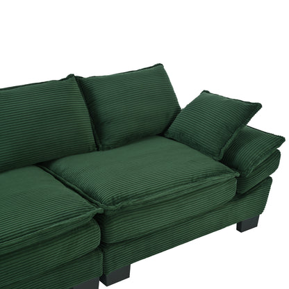 U-Style 85.4" Modern Curved Sofa, Back Upholstered Couch with 2 Decorative Throw Pillows, Corduroy Fabric Couch for Living Room, Bedroom, Apartment image 10