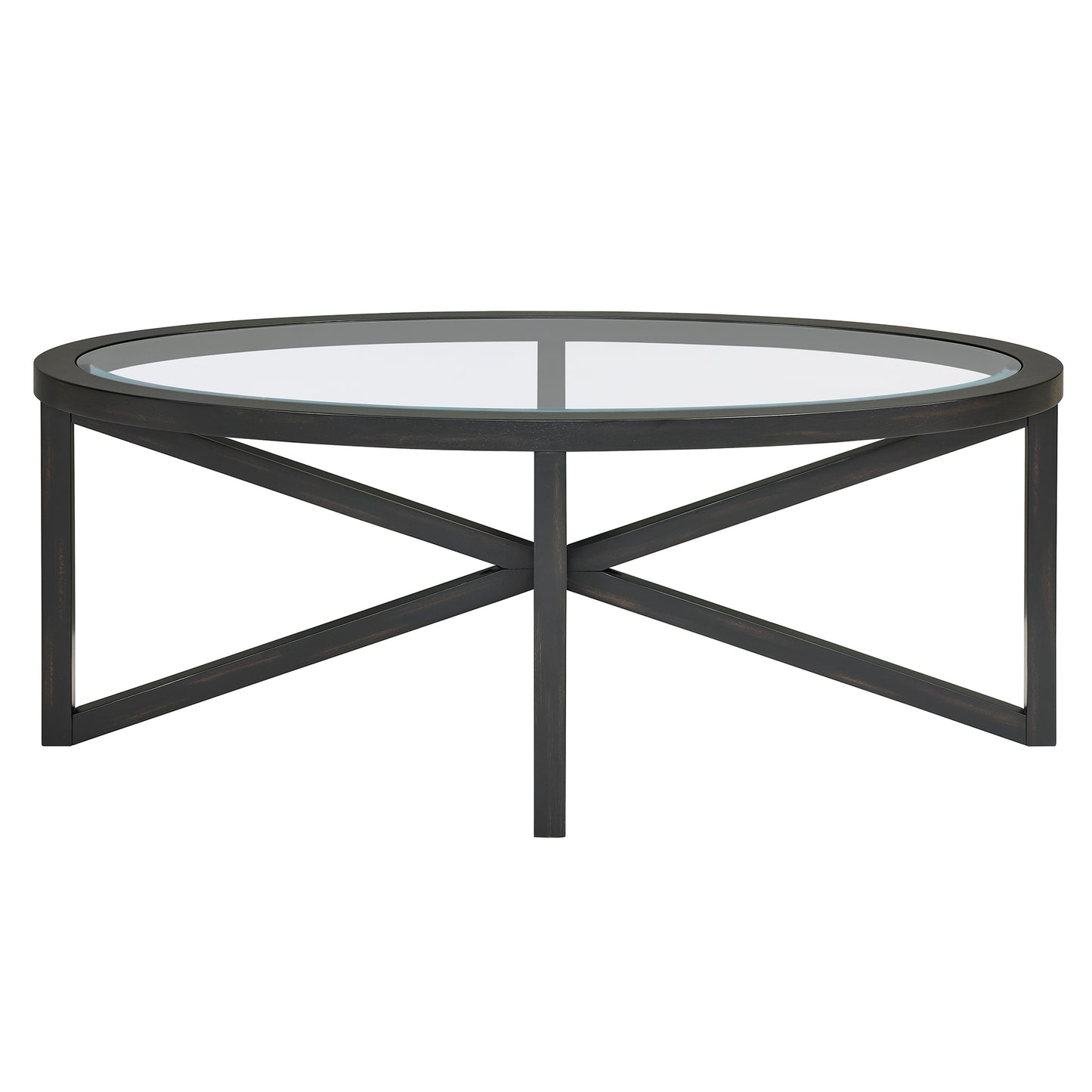 Modern simple glass coffee table, tempered glass coffee table solid wood base round transparent glass top modern living room terrace study coffee table image 8