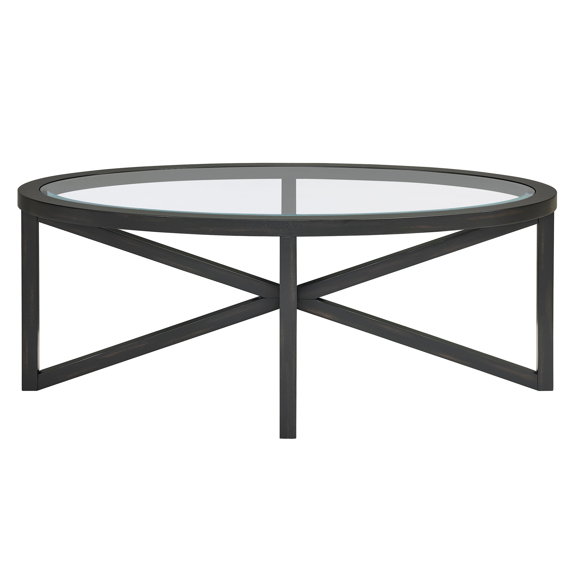 Modern simple glass coffee table, tempered glass coffee table solid wood base round transparent glass top modern living room terrace study coffee table image 8