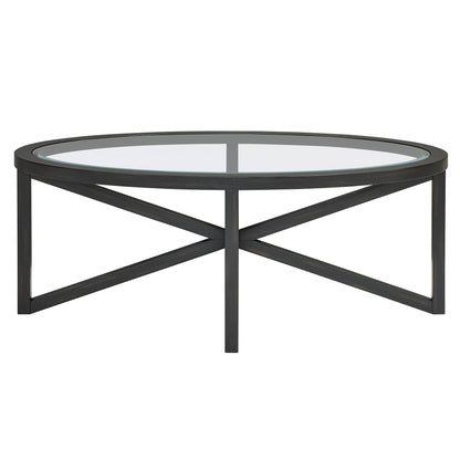 Modern simple glass coffee table, tempered glass coffee table solid wood base round transparent glass top modern living room terrace study coffee table image 8