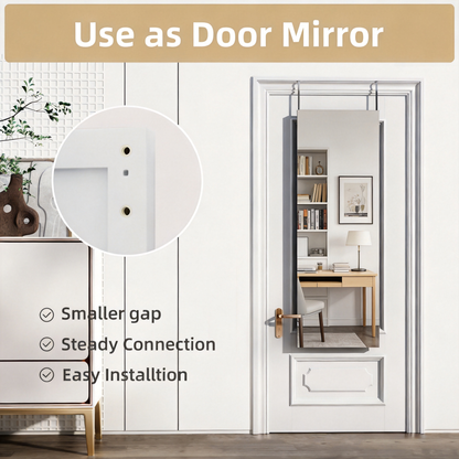 Door Mirror Full Length, 47"x 16" Full Body Over The Door Hanging Wall Mounted Mirror for Bedroom, Living Room, Cloakroom, Square White image 7