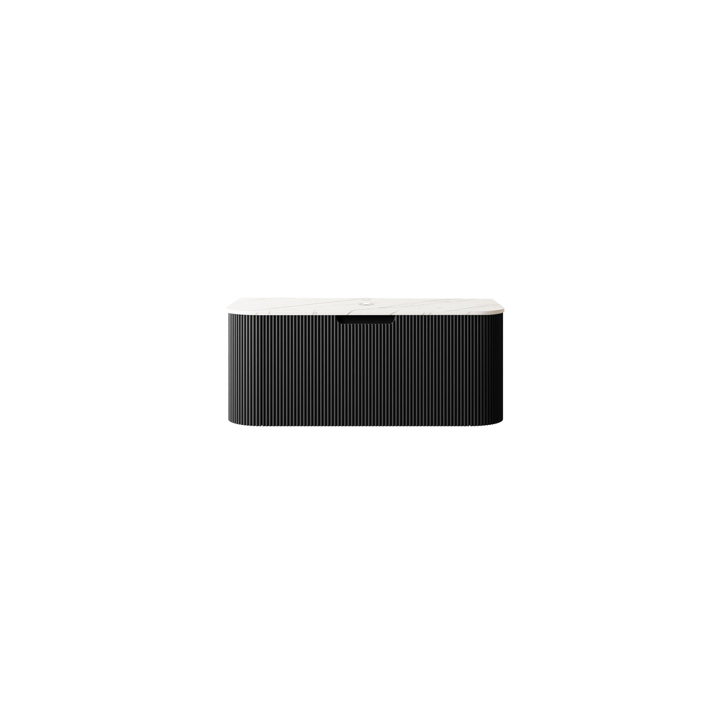 DINA 36'' Wall Mounted Plywood Cabinet with Carrara White Sintered Stone Countertop, One Drawer, NO Basin, NO Faucet and Drain, Black Color image 1