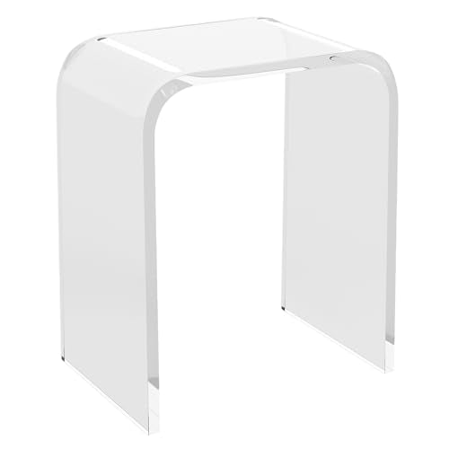 Acrylic End Table, Contemporary Square Nightstand and Side Table, Clear Lucite Coffee Table with Waterfall Edges for Small Living Room, Bathroom, Bedroom and Office image 3