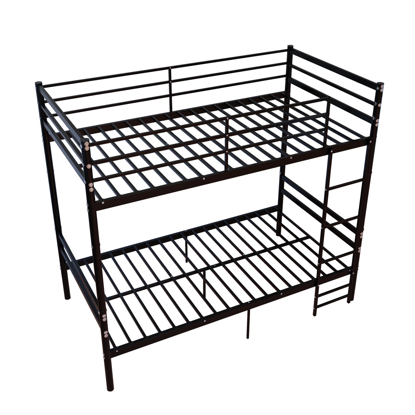 Bunk Bed Twin Over Twin for Kids/Teens/Adults Duty,13.7 inch High Safety Guardrail,One layer with 19 bars and support 600LBS, Sturdy Ladder, Big storage space under the bed,Convertible 2 Beds,Black image 6
