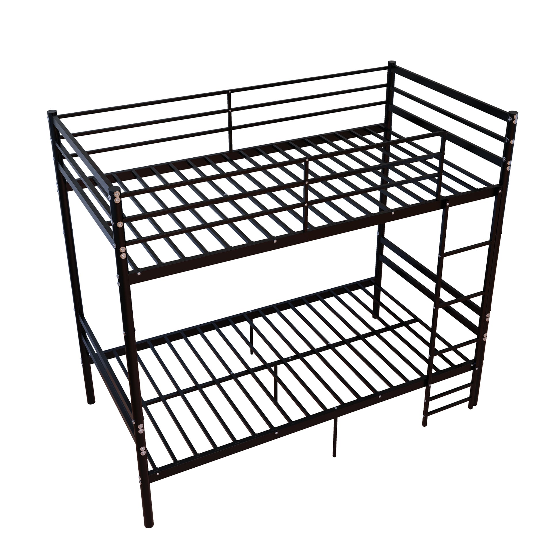Bunk Bed Twin Over Twin for Kids/Teens/Adults Duty,13.7 inch High Safety Guardrail,One layer with 19 bars and support 600LBS, Sturdy Ladder, Big storage space under the bed,Convertible 2 Beds,Black image 6