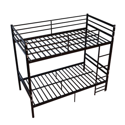 Bunk Bed Twin Over Twin for Kids/Teens/Adults Duty,13.7 inch High Safety Guardrail,One layer with 19 bars and support 600LBS, Sturdy Ladder, Big storage space under the bed,Convertible 2 Beds,Black image 6
