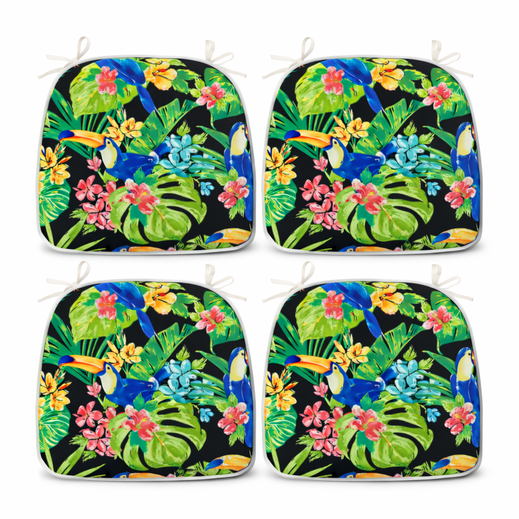 SAME AS W419P464780 Outdoor Patio Chair Cushions, Water-Repellent U-Shape Thick Foam Seat Cushions with Ties17"x16"x2" All-WeatherCushions for Garden Patio & Dining Chairs Set of 4-Rich Forest Green image 1