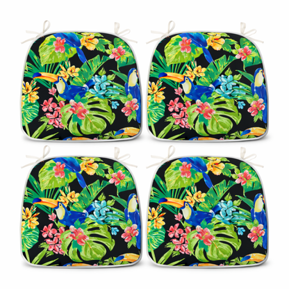 SAME AS W419P464780 Outdoor Patio Chair Cushions, Water-Repellent U-Shape Thick Foam Seat Cushions with Ties17"x16"x2" All-WeatherCushions for Garden Patio & Dining Chairs Set of 4-Rich Forest Green image 1