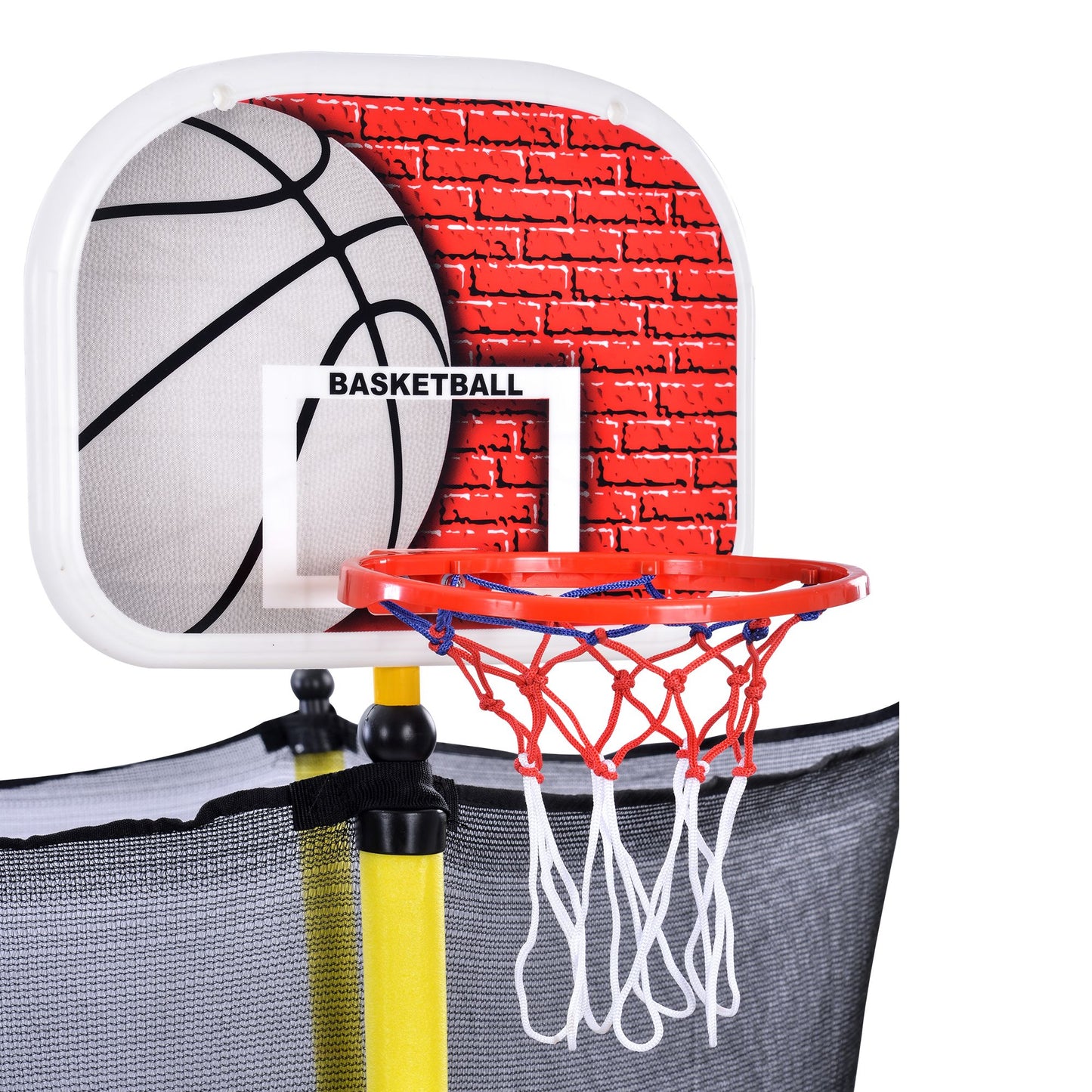 5.5FT Trampoline for Kids - 65" Outdoor & Indoor Mini Toddler Trampoline with Enclosure, Basketball Hoop and Ball Includ image 13