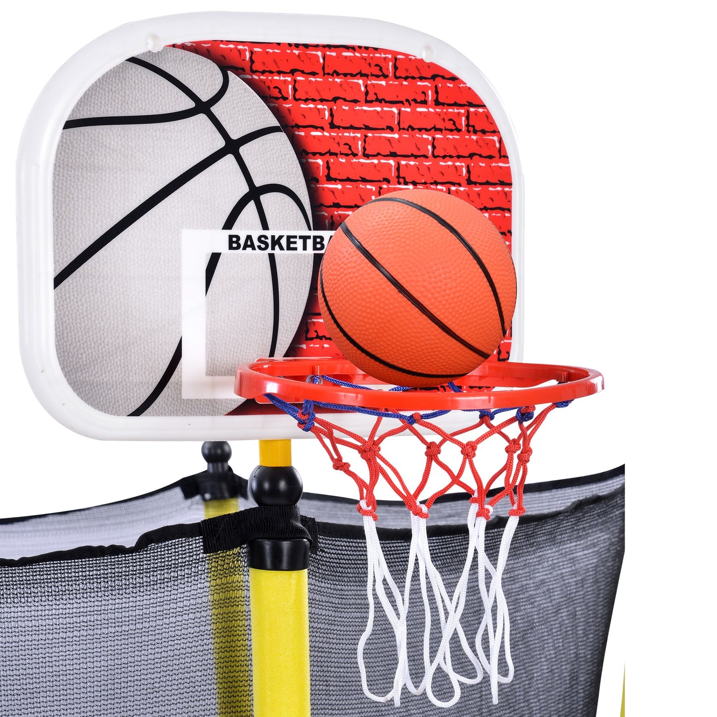 5.5FT Trampoline for Kids - 65" Outdoor & Indoor Mini Toddler Trampoline with Enclosure, Basketball Hoop and Ball Includ image 12