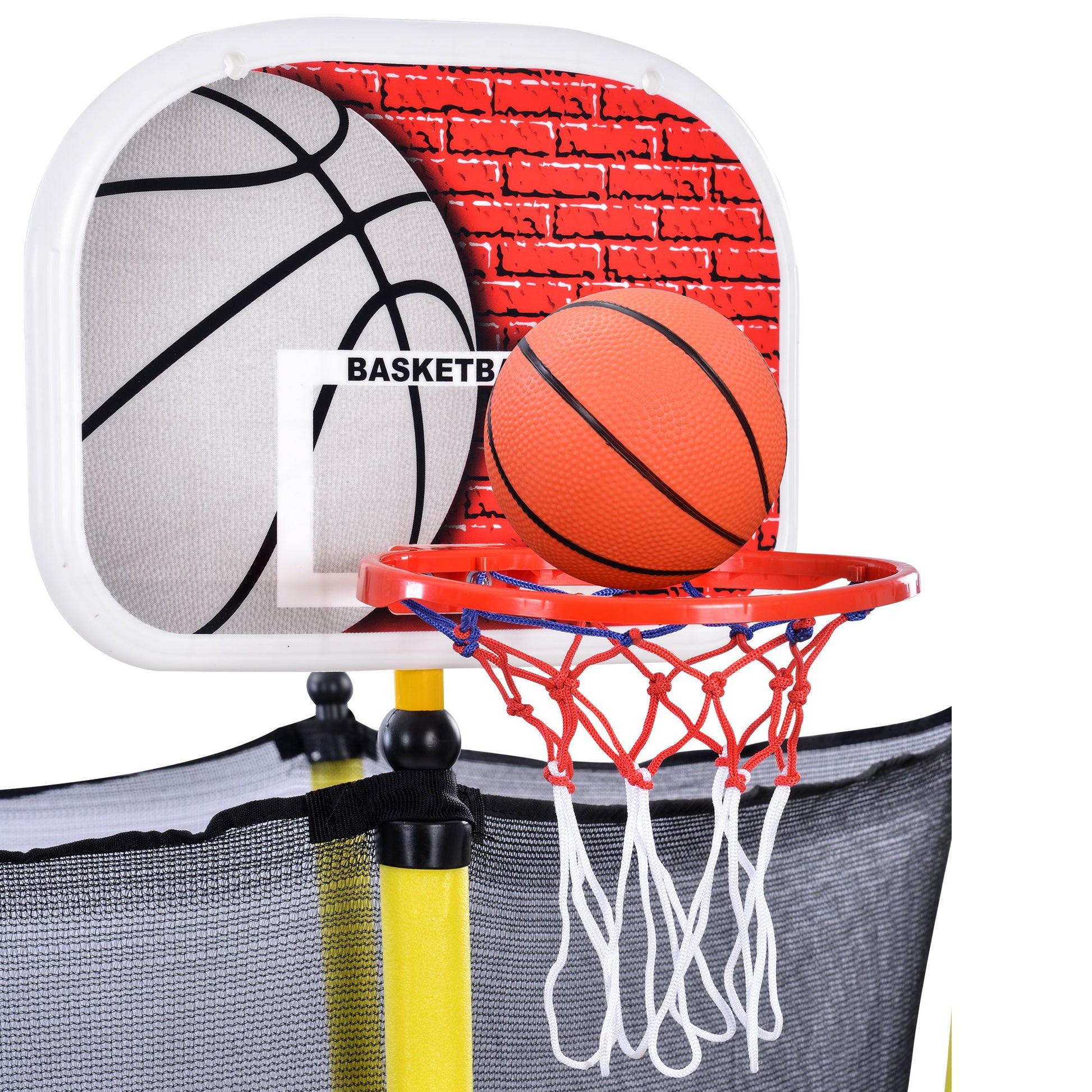 5.5FT Trampoline for Kids - 65" Outdoor & Indoor Mini Toddler Trampoline with Enclosure, Basketball Hoop and Ball Includ image 12