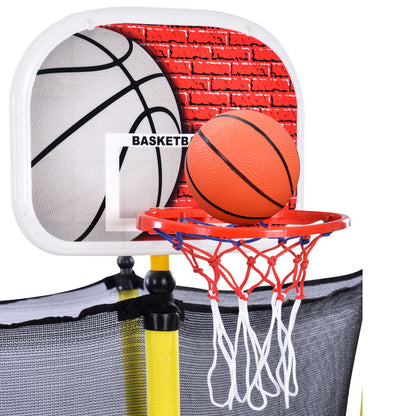5.5FT Trampoline for Kids - 65" Outdoor & Indoor Mini Toddler Trampoline with Enclosure, Basketball Hoop and Ball Includ image 12