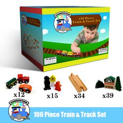 56-piece Bulk Value Wooden Train Track Pack image 1