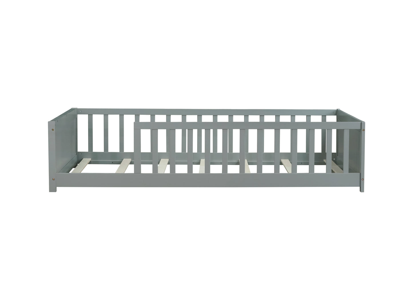 Twin size Floor Platform Bed with Built-in Book Rack,Grey(Old Sku:W504P143306) image 6