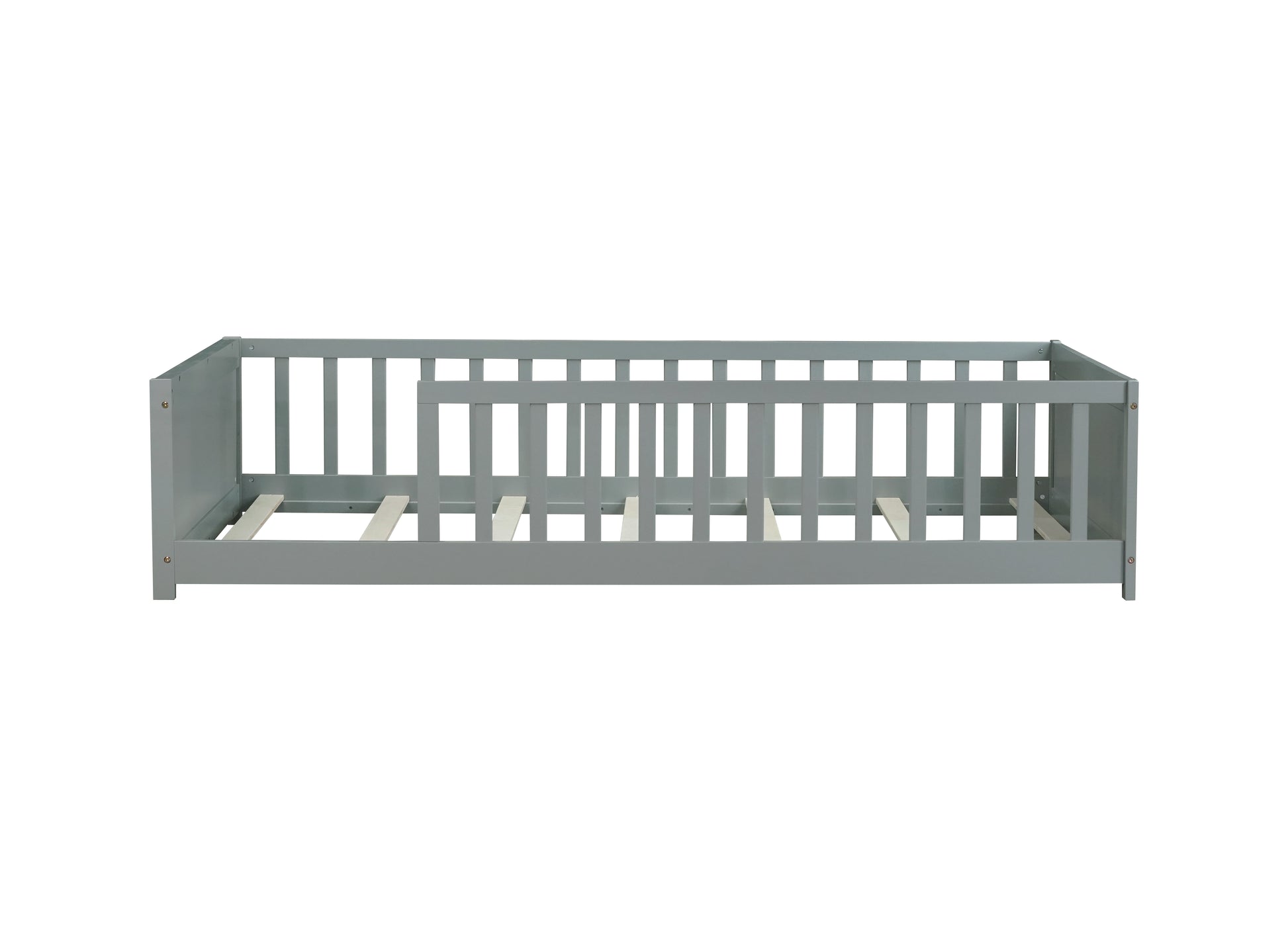 Twin size Floor Platform Bed with Built-in Book Rack,Grey(Old Sku:W504P143306) image 6