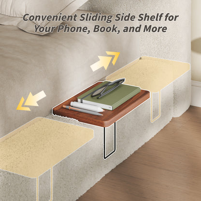 AirFrame King Bed Frame with adjustable Sliding Side Table, 8.7'' Cloud Upholstered Sponge Cushion, Easy Assembly (Off-White). image 4