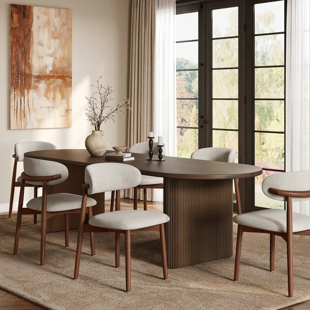 Set of 2 Solid Ash Wood Dining Chairs, Mid-Century Modern Hardwood Kitchen Side Chairs with Upholstered Seat and Ergonomic Curved Backrest, Japandi Style Heavy Duty 330 LBS Capacity-WALNUT image 3