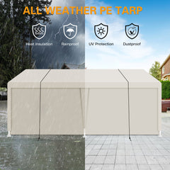 Carport, 12×20 Heavy Duty Portable Carport Garage Tent for Outdoor Storage Shelter white