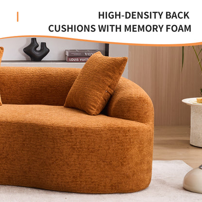 Compression Sponge Sofa Orange Curved Modular Sectional, 30D High-Density Chenille Sleeper Couch for Apartment, Living Room,110"L image 5