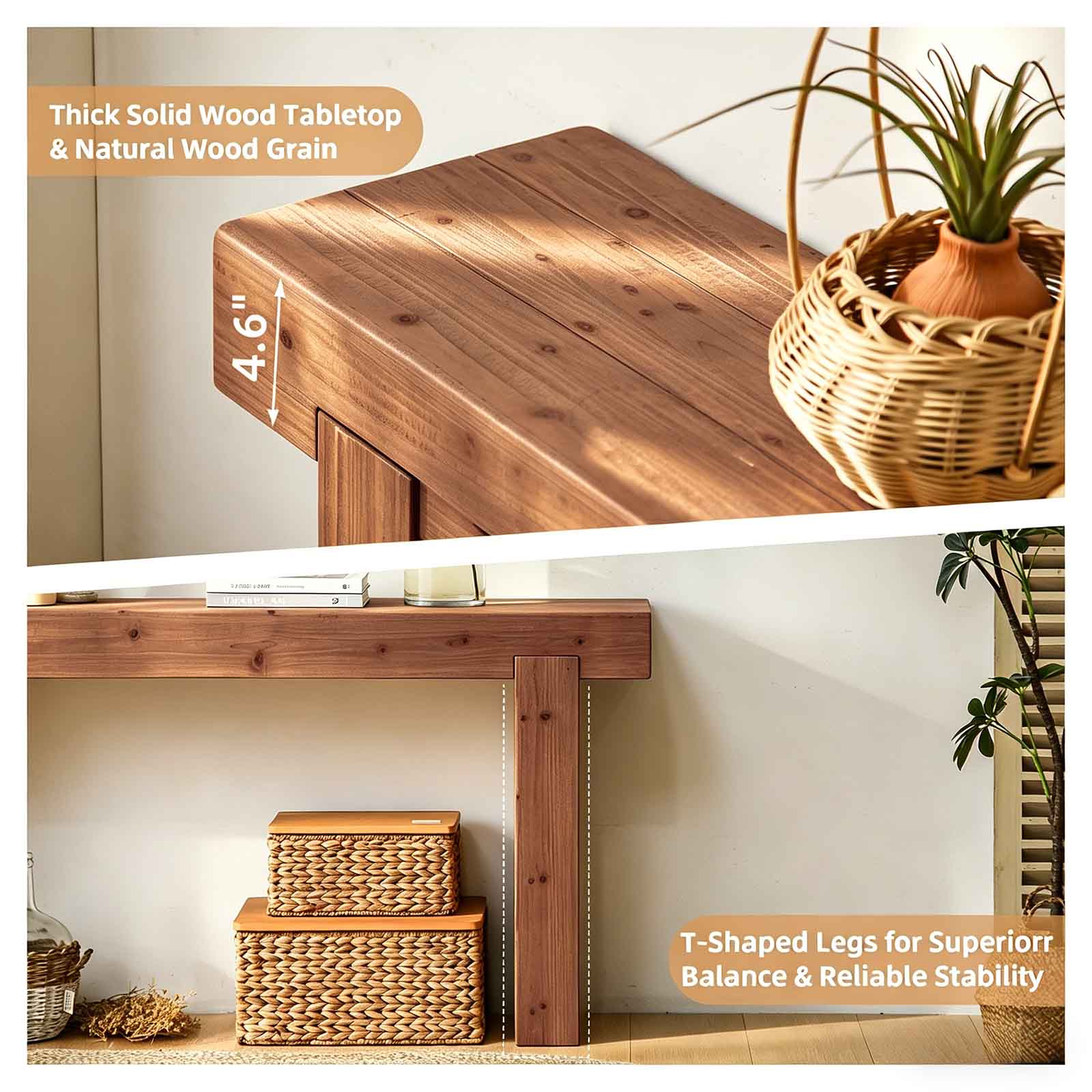 63" Solid Wood Console Table – Rustic Farmhouse Sofa Table for Entryway, Hallway, or Behind Couch, Narrow Rectangular Design image 7